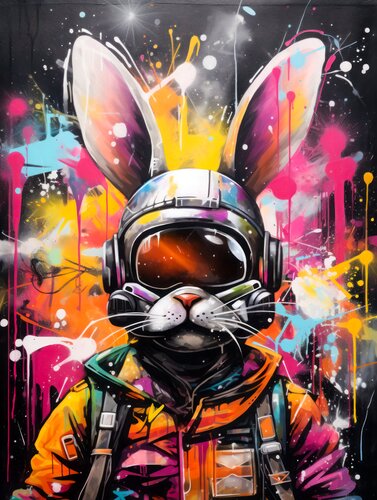 Graffity Space Rabbit von Cheeky Bunny, Malerei kaufen auf Singulart