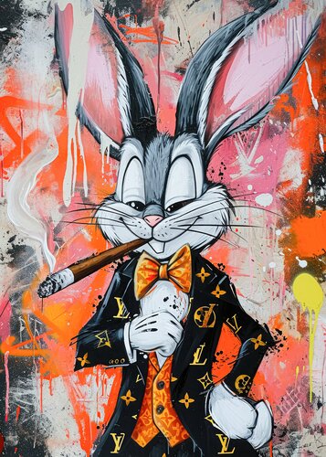 Smoking Rabbit by Cheeky Bunny, Painting for Sale on Singulart