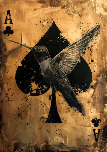 poker card gold hummingbird ace von Cheeky Bunny, Malerei kaufen auf Singulart
