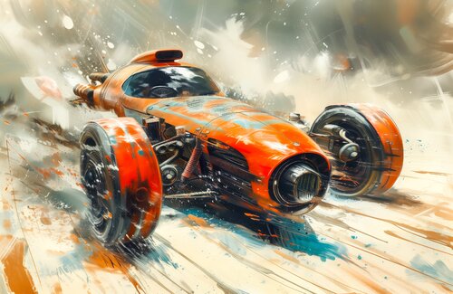 Abstract Racing car di Cheeky Bunny, Pittura in vendita su Singulart