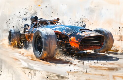 Abstract Racing car di Cheeky Bunny, Pittura in vendita su Singulart