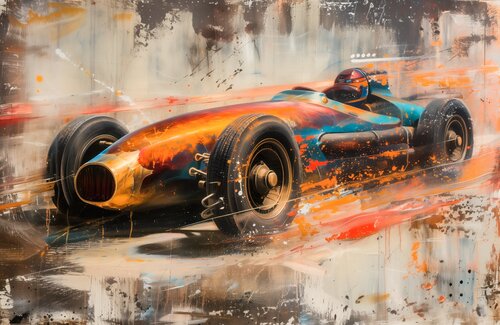 Abstract Racing car di Cheeky Bunny, Pittura in vendita su Singulart