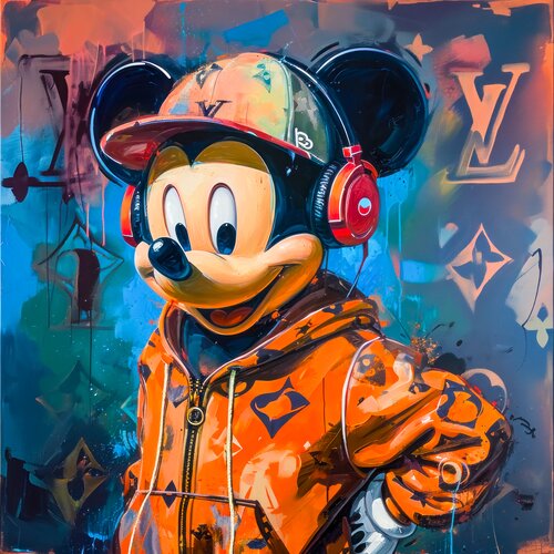 Mickey love music di Cheeky Bunny, Pittura in vendita su Singulart
