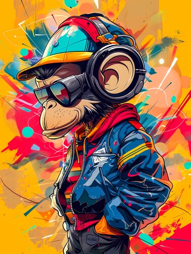 Music Ape van Cheeky Bunny, Schilderij te koop op Singulart