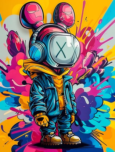Graffiti rabbit by Cheeky Bunny (2024) : Painting Ink on Canvas - Singulart