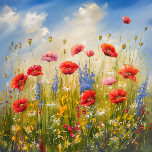 Poppy field di Cheeky Bunny, Pittura in vendita su Singulart