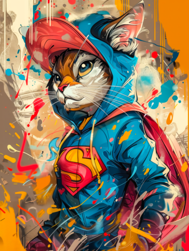 Supercat van Cheeky Bunny, Schilderij te koop op Singulart