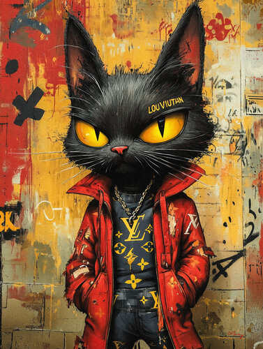 Lou Black Cat di Cheeky Bunny, Pittura in vendita su Singulart