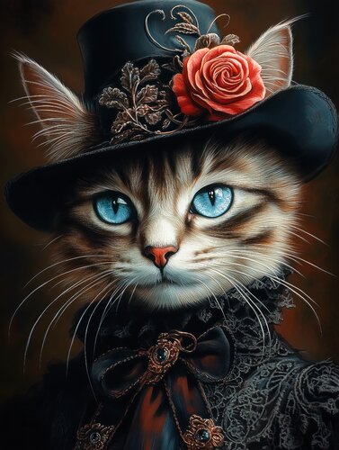 Victorian Lady Cat by Cheeky Bunny, Print for Sale on Singulart