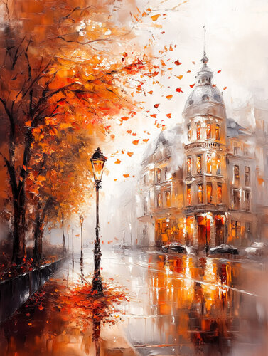 Autumn in the city von Cheeky Bunny, Malerei kaufen auf Singulart