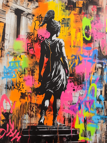 Pallas Atena leaving van Cheeky Bunny, Schilderij te koop op Singulart