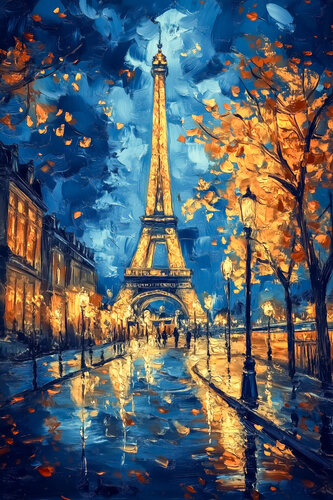 Night Paris by Cheeky Bunny, 회화 for Sale on Singulart