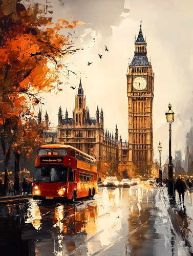 Autumn London by Cheeky Bunny, Painting for Sale on Singulart