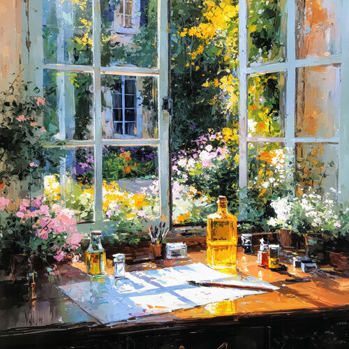 Window to the garden by Cheeky Bunny, 회화 for Sale on Singulart