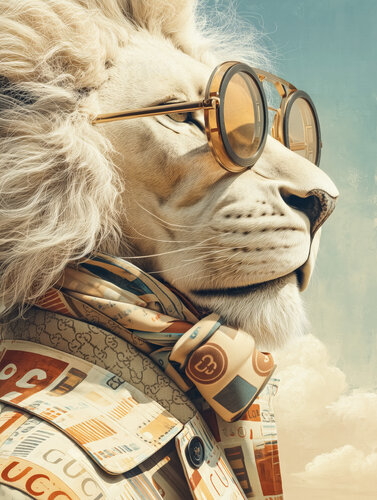 Fashion White Lion by Cheeky Bunny, Print for Sale on Singulart