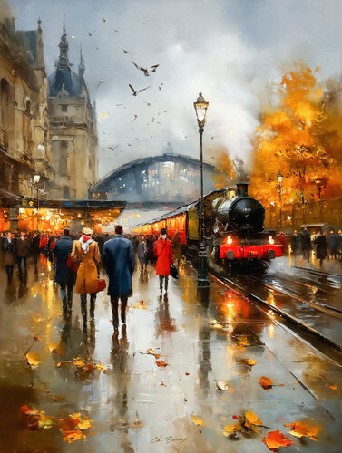 Autumn Station by Cheeky Bunny, Painting for Sale on Singulart