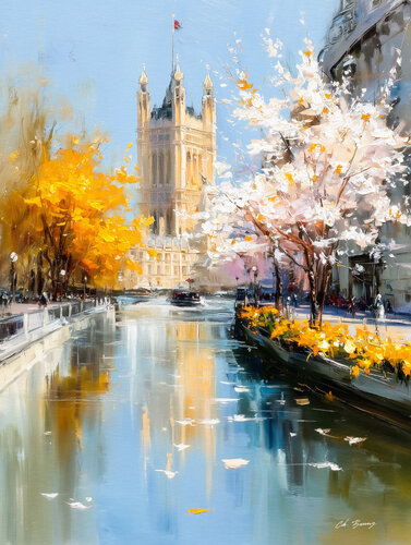 Spring in the city by Cheeky Bunny, 회화 for Sale on Singulart