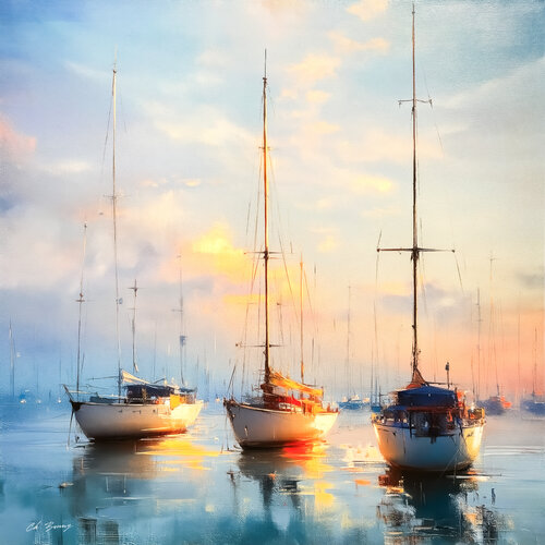 Boats van Cheeky Bunny, Schilderij te koop op Singulart