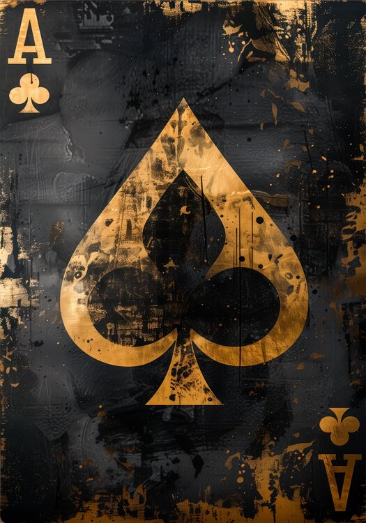 Black and Gold Ace - poker card Cheeky Bunny