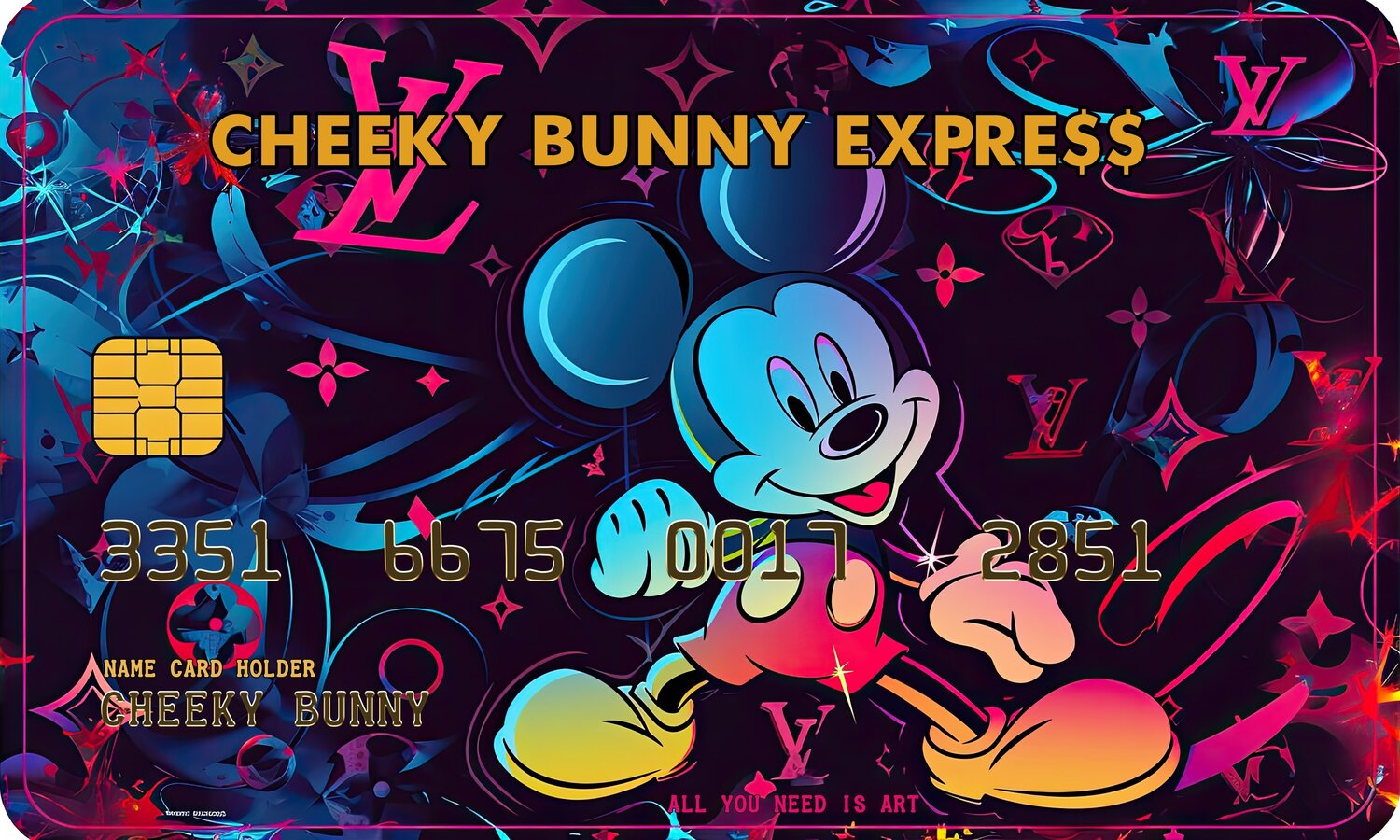 Neon credit card Mickey Mouse Cheeky Bunny