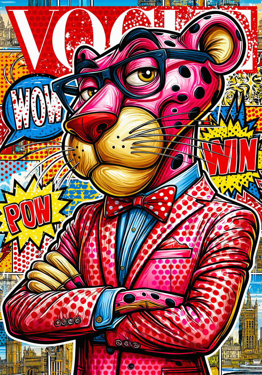 Pink Panther Cheeky Bunny Peinture originale à vendre