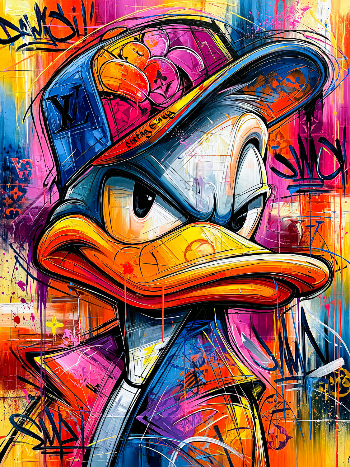 Donald portrait Cheeky Bunny Pintura original en venta