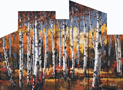 "Automne en forêt" van Mitro, Schilderij te koop op Singulart