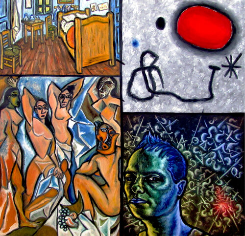 Van Gogh, Miro, Picasso and Presto van Preston M. Smith (Pms), Schilderij te koop op Singulart