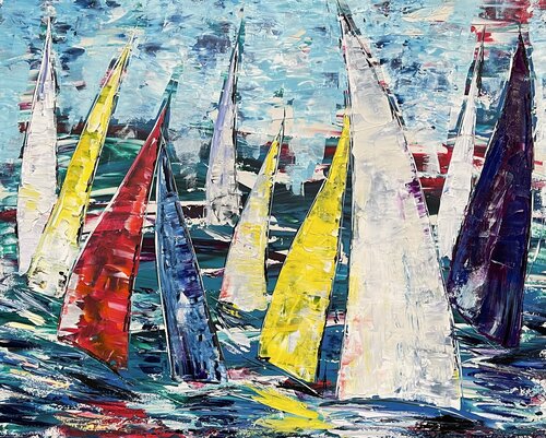 Sailing / Segelboote 23 de Olya Jonas, Pintura a la venta en Singulart