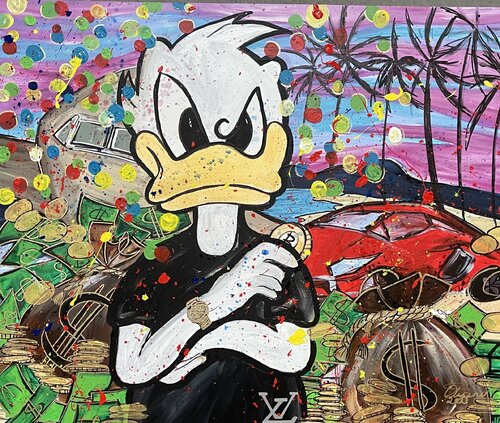 Donald / Comics/ Rich Life/ car de Olya Jonas, Pintura a la venta en Singulart
