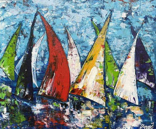 Sailing / Segelboote 11 de Olya Jonas, Pintura a la venta en Singulart