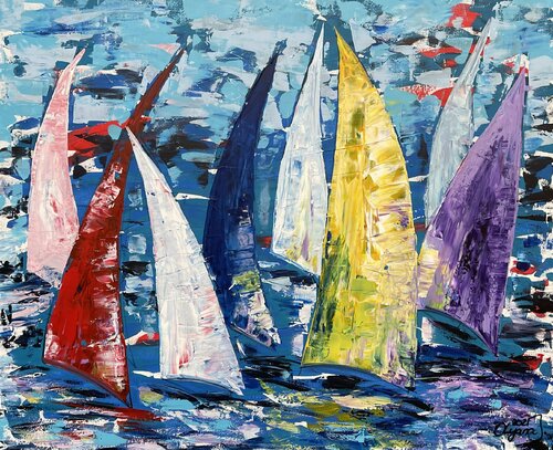 Sailing / Segelboote 33 de Olya Jonas, Pintura a la venta en Singulart