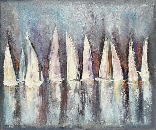 Segelschiffe / Segelboote/ Sailing 89 de Olya Jonas, Pintura a la venta en Singulart