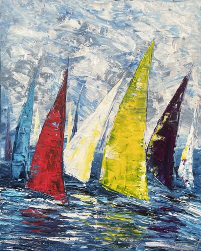 Segelboote 24 / Sailing de Olya Jonas, Pintura a la venta en Singulart
