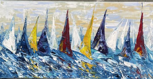 Sailing/ Segelschiffe/sailboat 784 de Olya Jonas, Pintura a la venta en Singulart