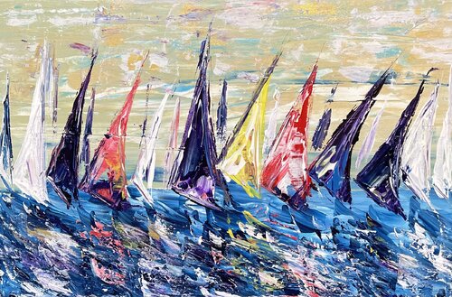 Segelboote/ Sailing 981 de Olya Jonas, Pintura a la venta en Singulart