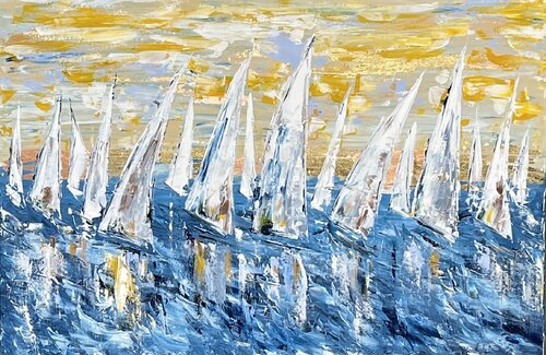 Regatta/ ocean/ Segelschiffe / sailboat  532 de Olya Jonas, Pintura a la venta en Singulart