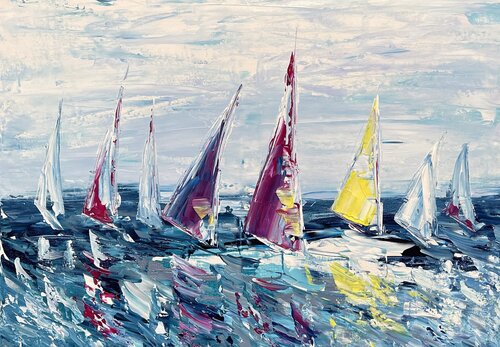 Segelboote/ Sailing / Segelschiffe 29 de Olya Jonas, Pintura a la venta en Singulart