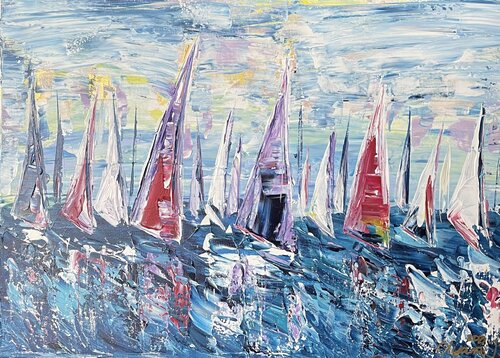 Segelboote/ Sailing / Segelschiffe 429 de Olya Jonas, Pintura a la venta en Singulart