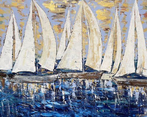 Sailing  / Segelschiffe 729 de Olya Jonas, Pintura a la venta en Singulart