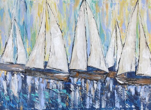 Sailing / Segelschiffe 320 de Olya Jonas, Pintura a la venta en Singulart