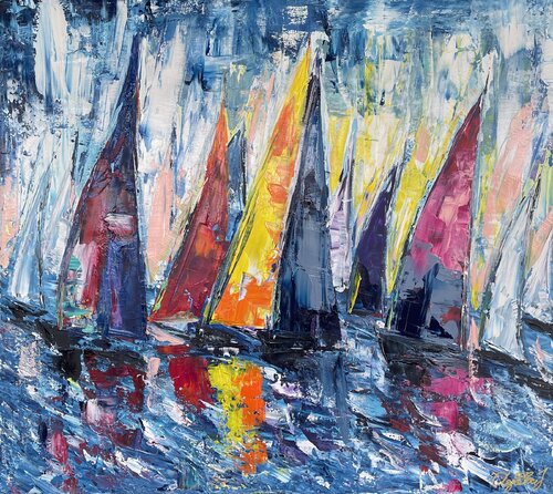 Sailing / ocean / Regatta 235 de Olya Jonas, Pintura a la venta en Singulart