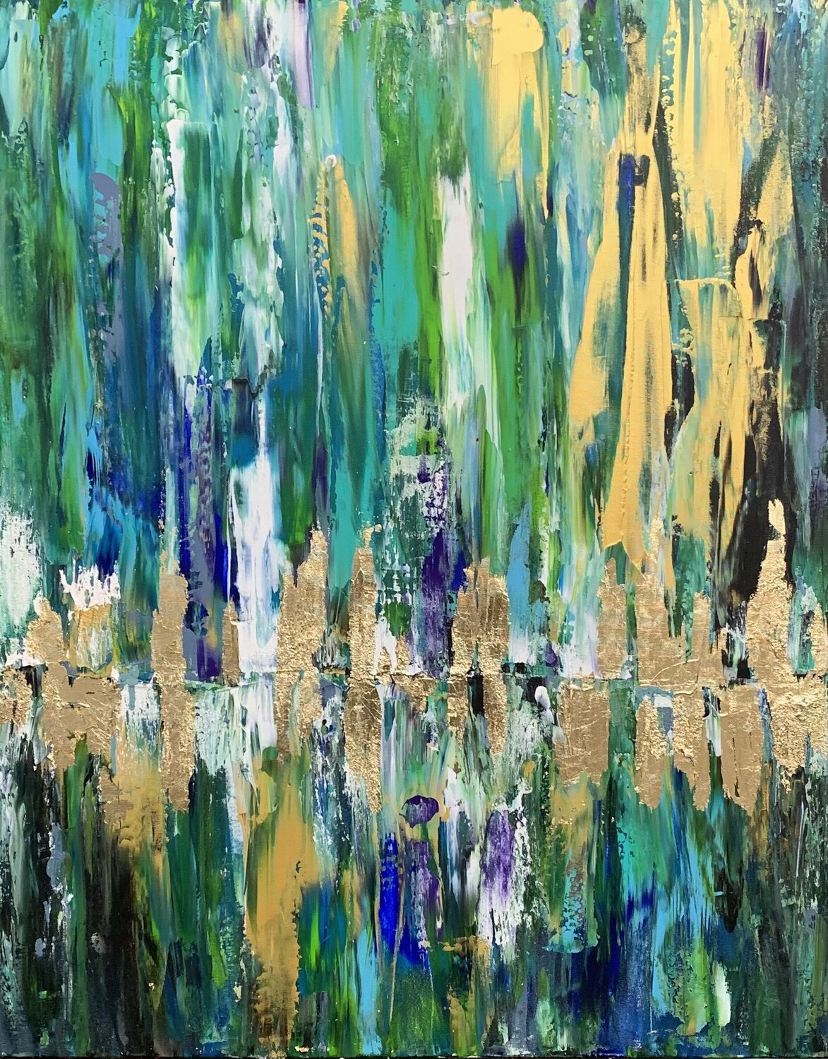 Reflection Grün/ green Forest Olya Jonas Pintura original en venta