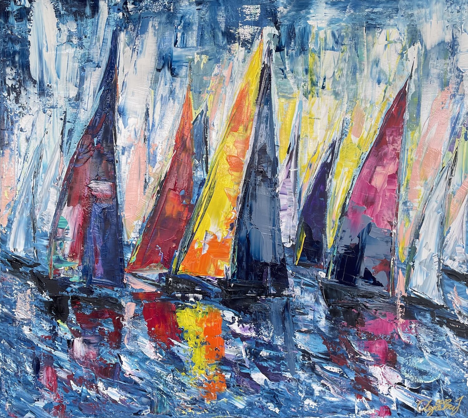 Sailing / ocean / Regatta 235 Olya Jonas Original painting for sale
