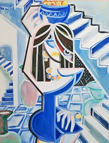 Donna al Terrazzo  Code : AC007L van Alessandro Cardamone, Schilderij te koop op Singulart