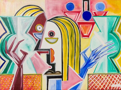 Femme au Caffè du Louvre  Code: AC0057 by Alessandro Cardamone, Painting for Sale on Singulart