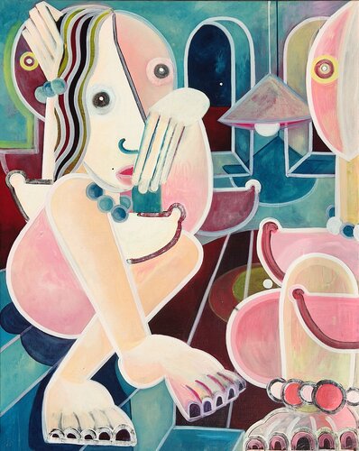 Femme au Caffè du Louvre  Code: AC040GD -    CHINA EDITION LIMITED  DIGITAL SIGNED von Alessandro Cardamone, Malerei kaufen auf Singulart