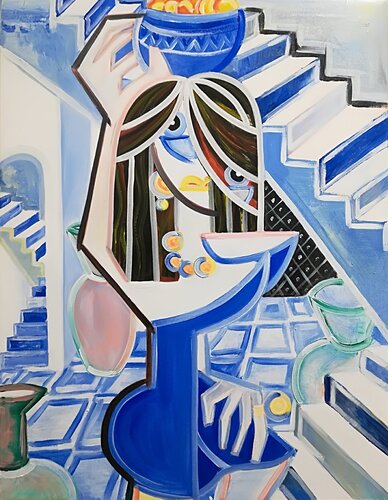 Donna al Terrazzo   Code : AC007LD-  CHINA EDITION  DIGITAL SIGNED van Alessandro Cardamone, Schilderij te koop op Singulart