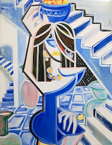 Donna sul terrazzo Code: AC007LE - CHINA EDITION  EVOLUTION by Alessandro Cardamone, Painting for Sale on Singulart