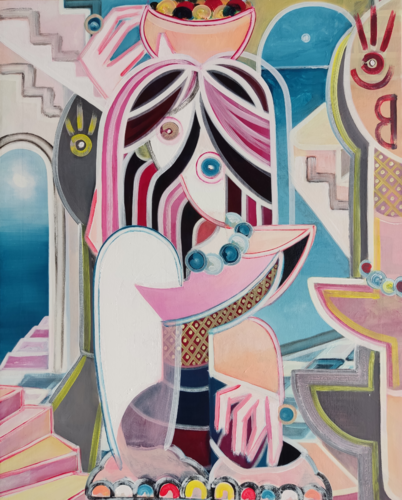 Donna sul terrazzo Code: AC0021HE-  CHINA EDITION  EVOLUTION di Alessandro Cardamone, Pittura in vendita su Singulart